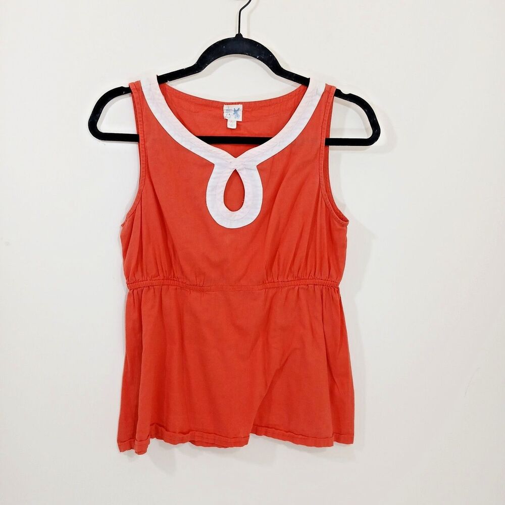 Edme & Esyllte Anthropologie Baby Doll Top Sleeveless Y2K Gauze Blood Orange 6